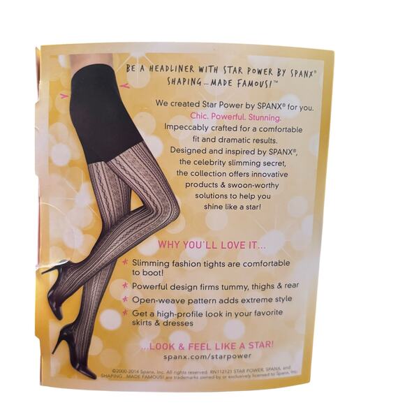 Spanx Star Power Shaping Tights Women Size D Black Patterned New in Box - Picture 3 of 4